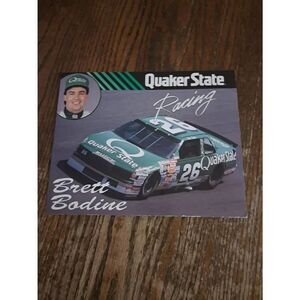VTG 1990 Brett Bodine Quaker State Racing Driver Card NASCAR King Racing Buick